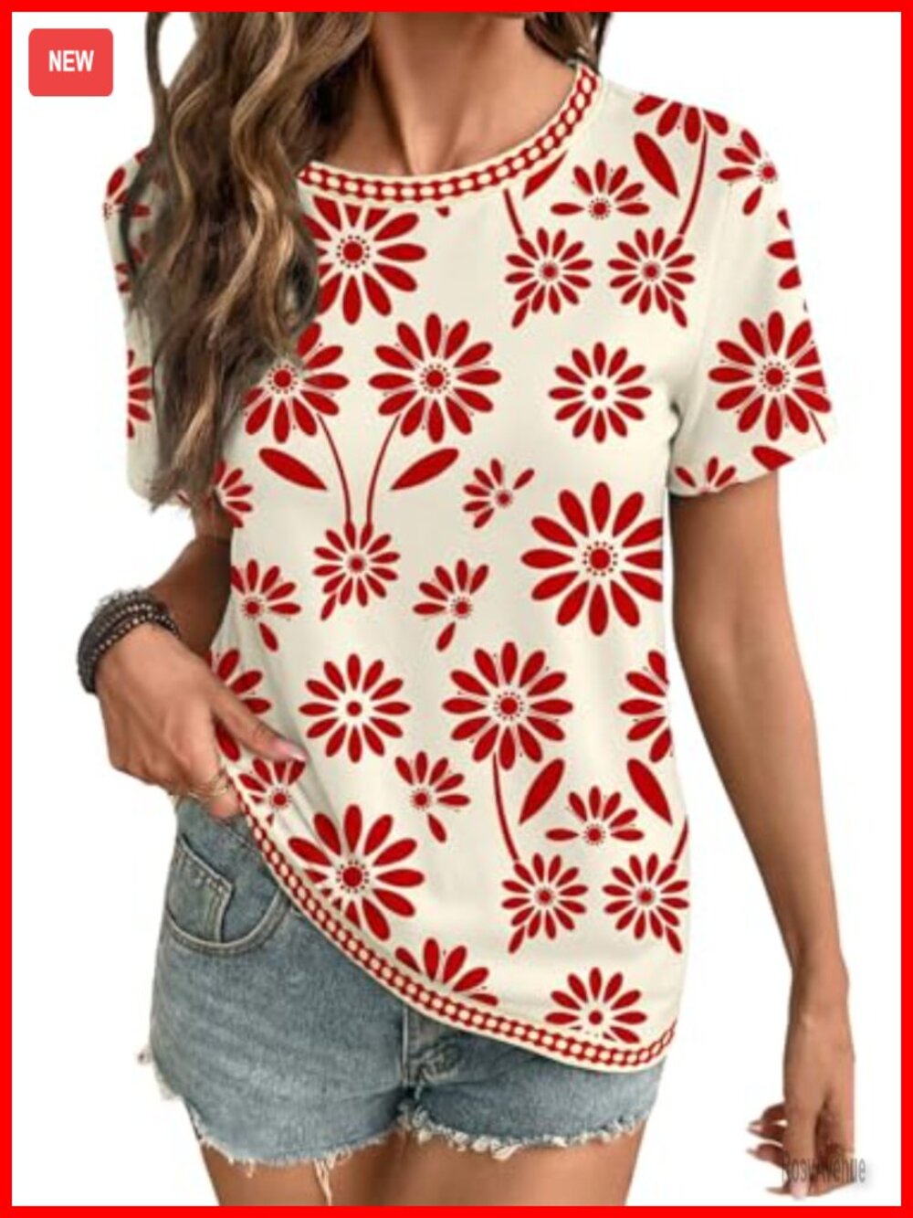 Women's Graphic Print Short Sleeve Tee - Casual Crew Neck Summer Top -